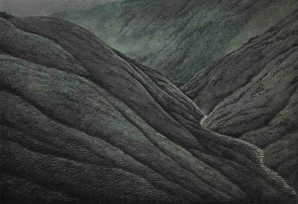 梁震明 綠草黑世界 97x141cm 1995~2009