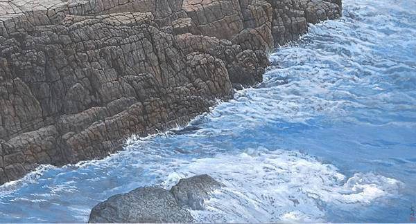 梁震明 海湧奔騰（局部）